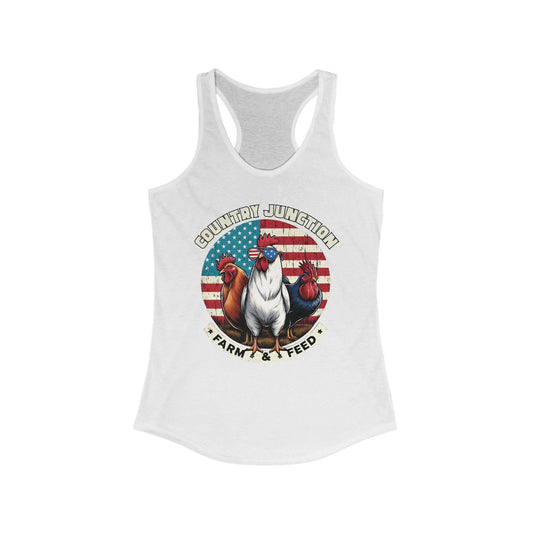 Patriotic Poultry 4th of July Racerback Tank
