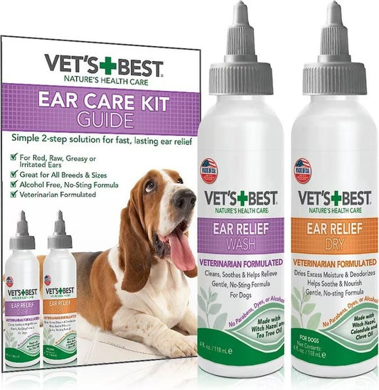 Vet's Best Ear Relief Wash + Dry 2-Pack