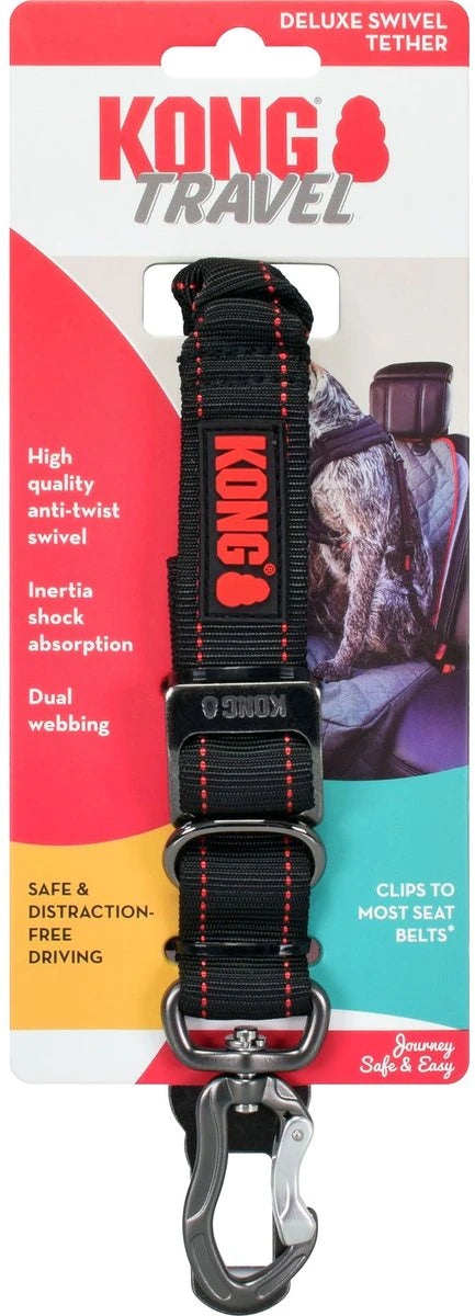 Kong Magnet & Steel Deluxe Swivel Seat Belt Tether Black