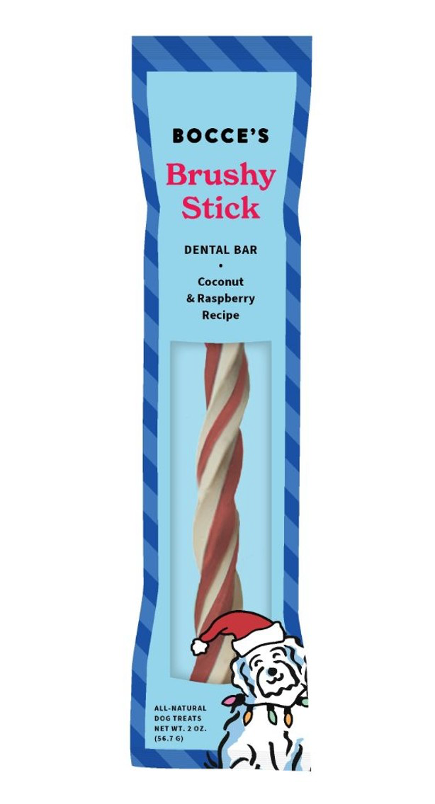 Bocce's Bakery Candy Cane Brushy Dental Stick