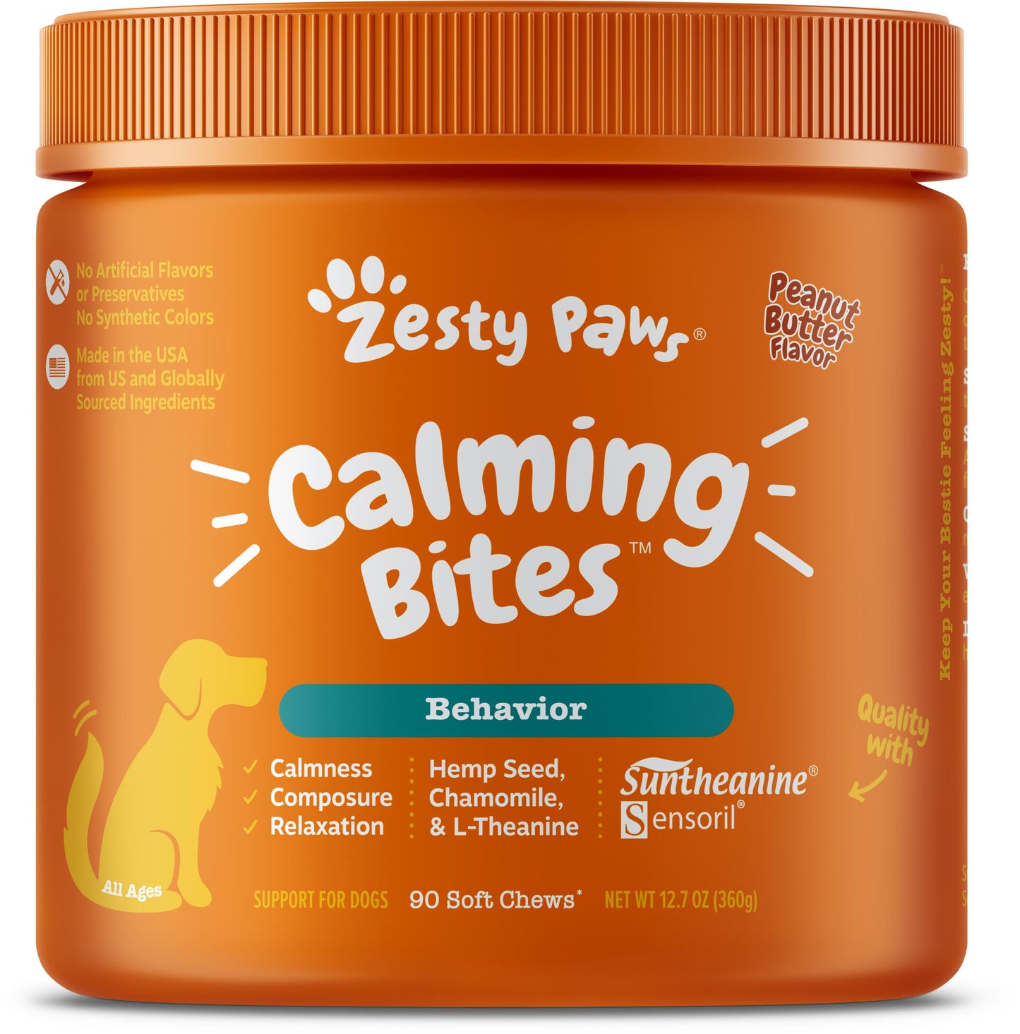 Zesty Paws Calming Bites Peanut Butter Dog